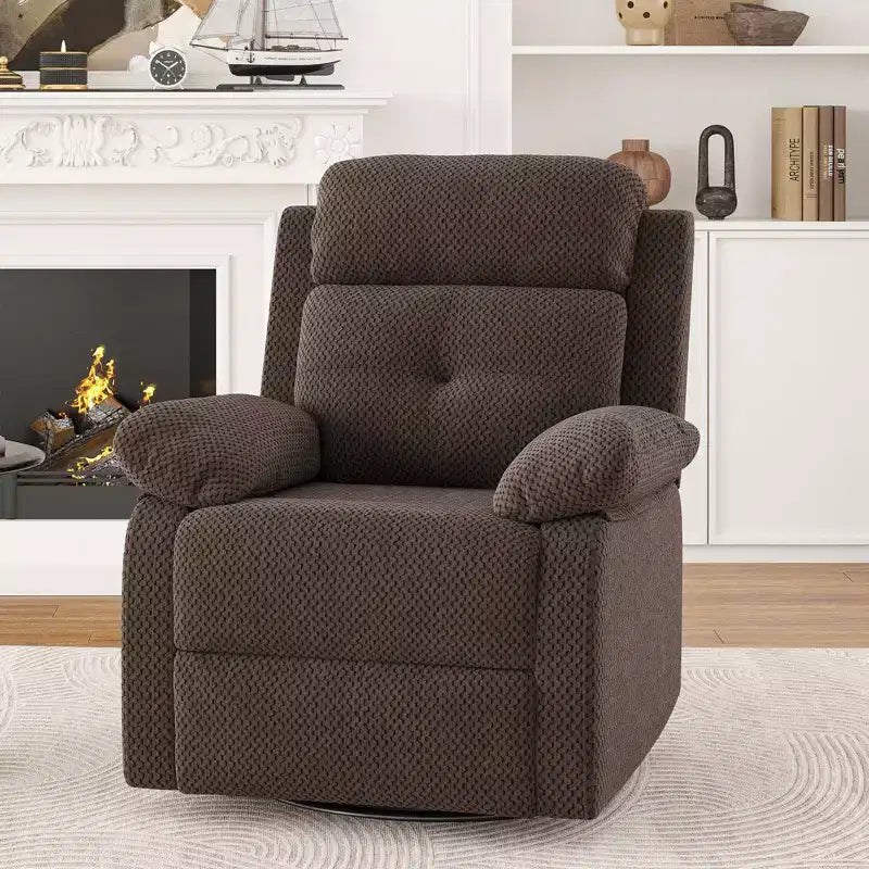 TUYOHW Small Swivel Rocker Recliner Chair,Upholstered Recliner for Adults with Adjustable Backrest,Armchair for Living Room,Bedroom,Apartment