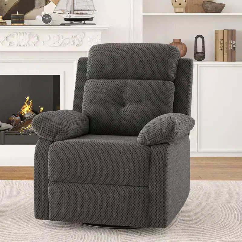 TUYOHW Small Swivel Rocker Recliner Chair,Upholstered Recliner for Adults with Adjustable Backrest,Armchair for Living Room,Bedroom,Apartment