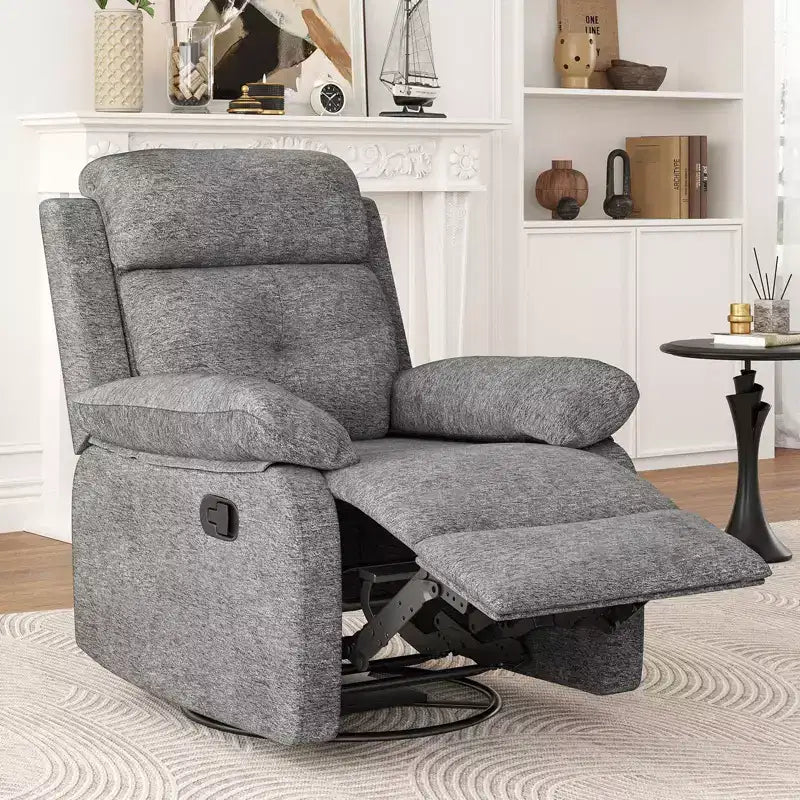 TUYOHW Small Swivel Rocker Recliner Chair,Upholstered Recliner for Adults with Adjustable Backrest,Armchair for Living Room,Bedroom,Apartment