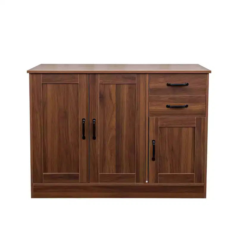 sumyeg Modern Wood Buffet Cabinet with 2 Doors, 2 Drawers and Open Storage, 43.3 Inch Console