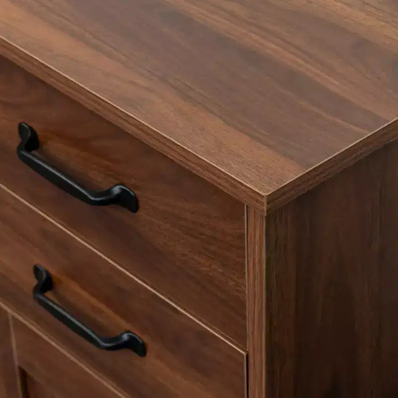 sumyeg Modern Wood Buffet Cabinet with 2 Doors, 2 Drawers and Open Storage, 43.3 Inch Console