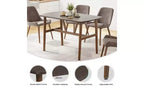 TUYOHW Wood Dining Table for 4-6,47 Rectangle Kitchen Table with Trapezoidal Frame & Metal Legs,Spacious Dining Table for Living Room,Party