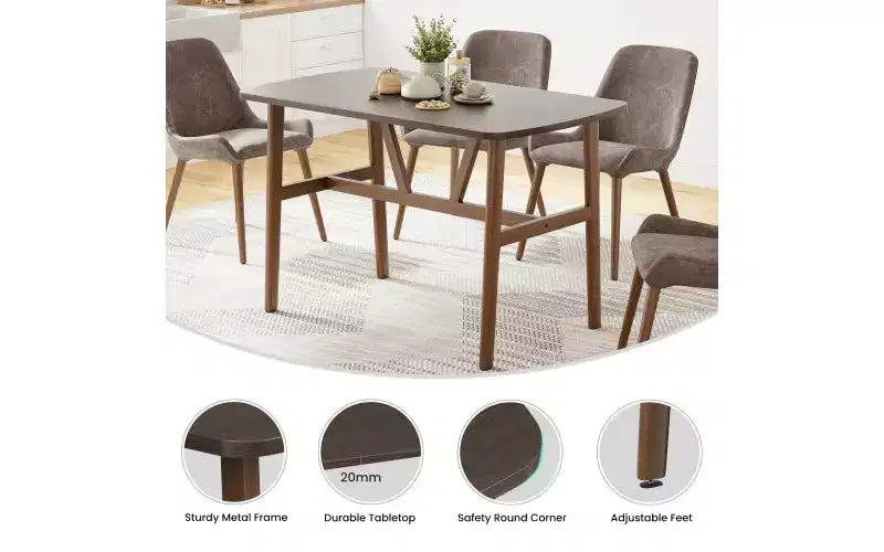 TUYOHW Wood Dining Table for 4-6,47 Rectangle Kitchen Table with Trapezoidal Frame & Metal Legs,Spacious Dining Table for Living Room,Party