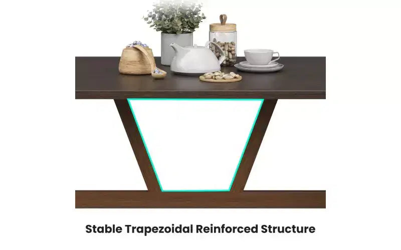 TUYOHW Wood Dining Table for 4-6,47 Rectangle Kitchen Table with Trapezoidal Frame & Metal Legs,Spacious Dining Table for Living Room,Party