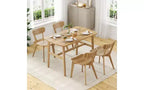 TUYOHW Wood Dining Table for 4-6,47 Rectangle Kitchen Table with Trapezoidal Frame & Metal Legs,Spacious Dining Table for Living Room,Party