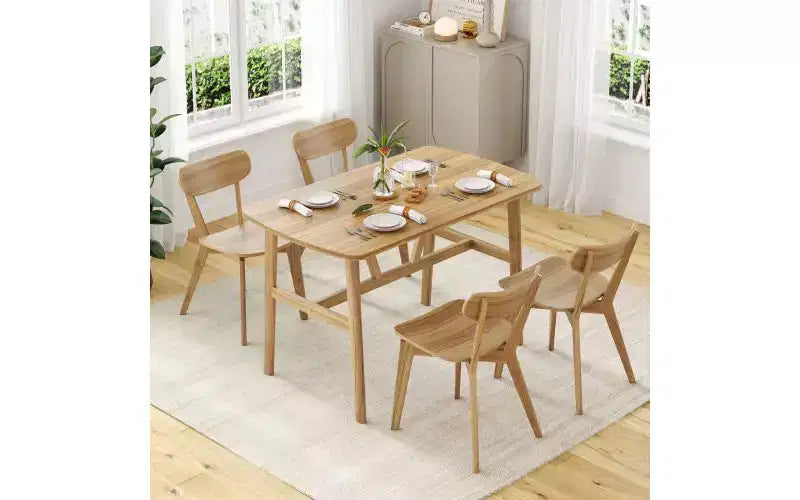 TUYOHW Wood Dining Table for 4-6,47 Rectangle Kitchen Table with Trapezoidal Frame & Metal Legs,Spacious Dining Table for Living Room,Party