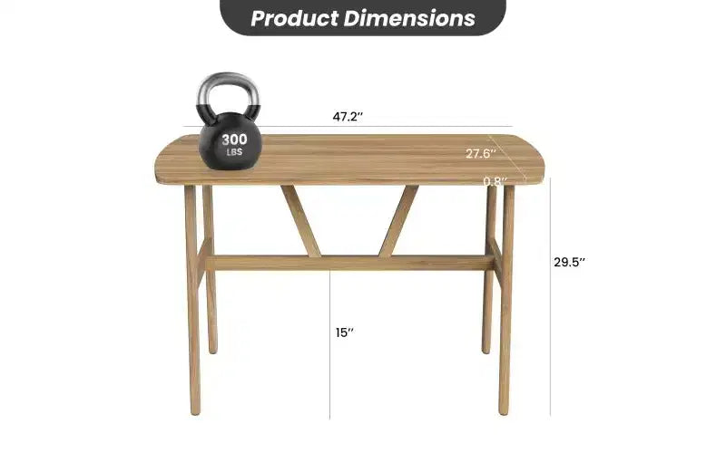 TUYOHW Wood Dining Table for 4-6,47 Rectangle Kitchen Table with Trapezoidal Frame & Metal Legs,Spacious Dining Table for Living Room,Party