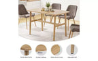TUYOHW Wood Dining Table for 4-6,47 Rectangle Kitchen Table with Trapezoidal Frame & Metal Legs,Spacious Dining Table for Living Room,Party