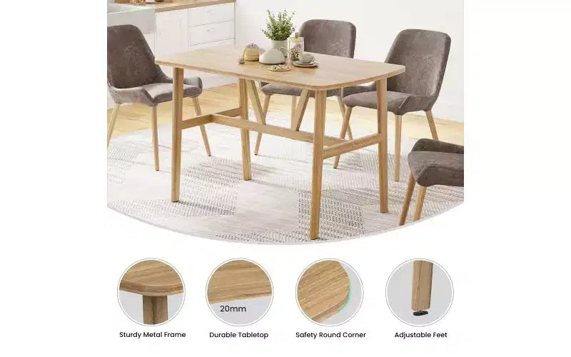 TUYOHW Wood Dining Table for 4-6,47 Rectangle Kitchen Table with Trapezoidal Frame & Metal Legs,Spacious Dining Table for Living Room,Party