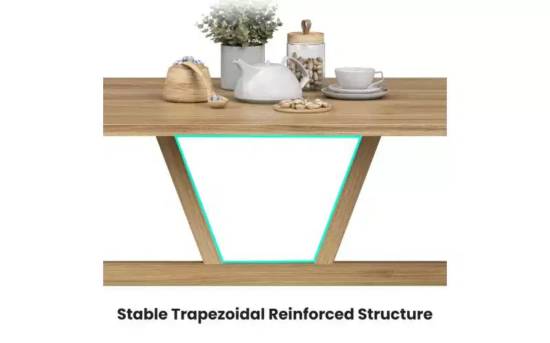 TUYOHW Wood Dining Table for 4-6,47 Rectangle Kitchen Table with Trapezoidal Frame & Metal Legs,Spacious Dining Table for Living Room,Party