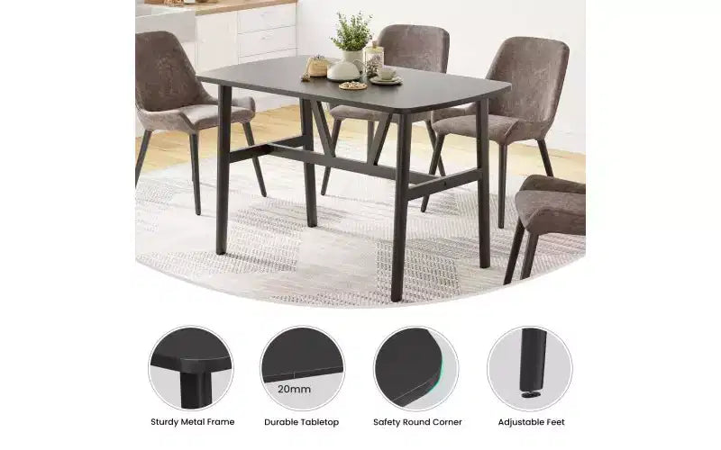 TUYOHW Wood Dining Table for 4-6,47 Rectangle Kitchen Table with Trapezoidal Frame & Metal Legs,Spacious Dining Table for Living Room,Party