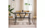TUYOHW Wood Dining Table for 4-6,47 Rectangle Kitchen Table with Trapezoidal Frame & Metal Legs,Spacious Dining Table for Living Room,Party