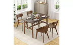 TUYOHW Wood Dining Table for 4-6,47 Rectangle Kitchen Table with Trapezoidal Frame & Metal Legs,Spacious Dining Table for Living Room,Party