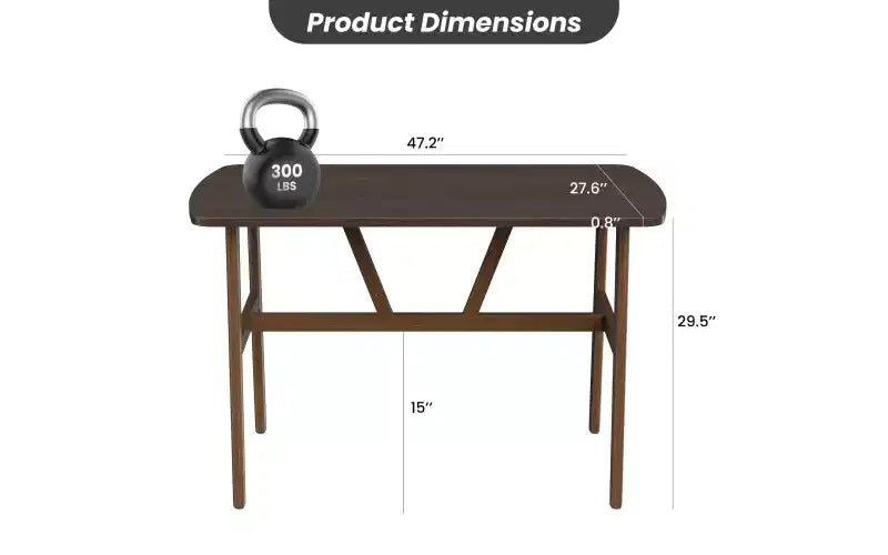 TUYOHW Wood Dining Table for 4-6,47 Rectangle Kitchen Table with Trapezoidal Frame & Metal Legs,Spacious Dining Table for Living Room,Party
