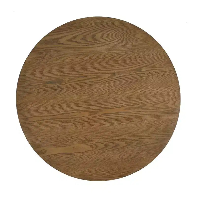 32 Modern Small Round Coffee Table with Rattan Woven Design, Wood Crossed-Base Accent Center Table for Living Room or Small Spaces-Panipeachy