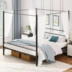 Costway King Metal Canopy Platform Bed Frame Mattress Foundation w/ Slat Support