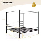 Costway King Metal Canopy Platform Bed Frame Mattress Foundation w/ Slat Support