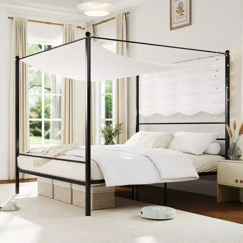 Costway King Metal Canopy Platform Bed Frame Mattress Foundation w/ Slat Support