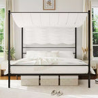 Costway King Metal Canopy Platform Bed Frame Mattress Foundation w/ Slat Support