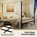 Costway King Metal Canopy Platform Bed Frame Mattress Foundation w/ Slat Support