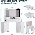 BALHAM TRADE-Vanity Desk with HD Mirror and Lights with Charging Port 4 Drawers 2 Storage Cabinets