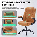 Leather Executive Office Chair, 350Lbs Heavy Duty Ergonomic Desk Chair with Lumbar Support, Padded Flip-Up Arms, Tilt Lock & 360 Swivel