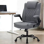 Leather Executive Office Chair, 350Lbs Heavy Duty Ergonomic Desk Chair with Lumbar Support, Padded Flip-Up Arms, Tilt Lock & 360 Swivel