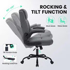 Leather Executive Office Chair, 350Lbs Heavy Duty Ergonomic Desk Chair with Lumbar Support, Padded Flip-Up Arms, Tilt Lock & 360 Swivel