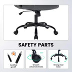 Leather Executive Office Chair, 350Lbs Heavy Duty Ergonomic Desk Chair with Lumbar Support, Padded Flip-Up Arms, Tilt Lock & 360 Swivel