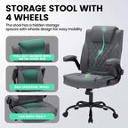 Leather Executive Office Chair, 350Lbs Heavy Duty Ergonomic Desk Chair with Lumbar Support, Padded Flip-Up Arms, Tilt Lock & 360 Swivel