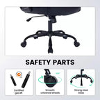 Leather Executive Office Chair, 350Lbs Heavy Duty Ergonomic Desk Chair with Lumbar Support, Padded Flip-Up Arms, Tilt Lock & 360 Swivel