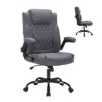 Leather Executive Office Chair, 350Lbs Heavy Duty Ergonomic Desk Chair with Lumbar Support, Padded Flip-Up Arms, Tilt Lock & 360 Swivel