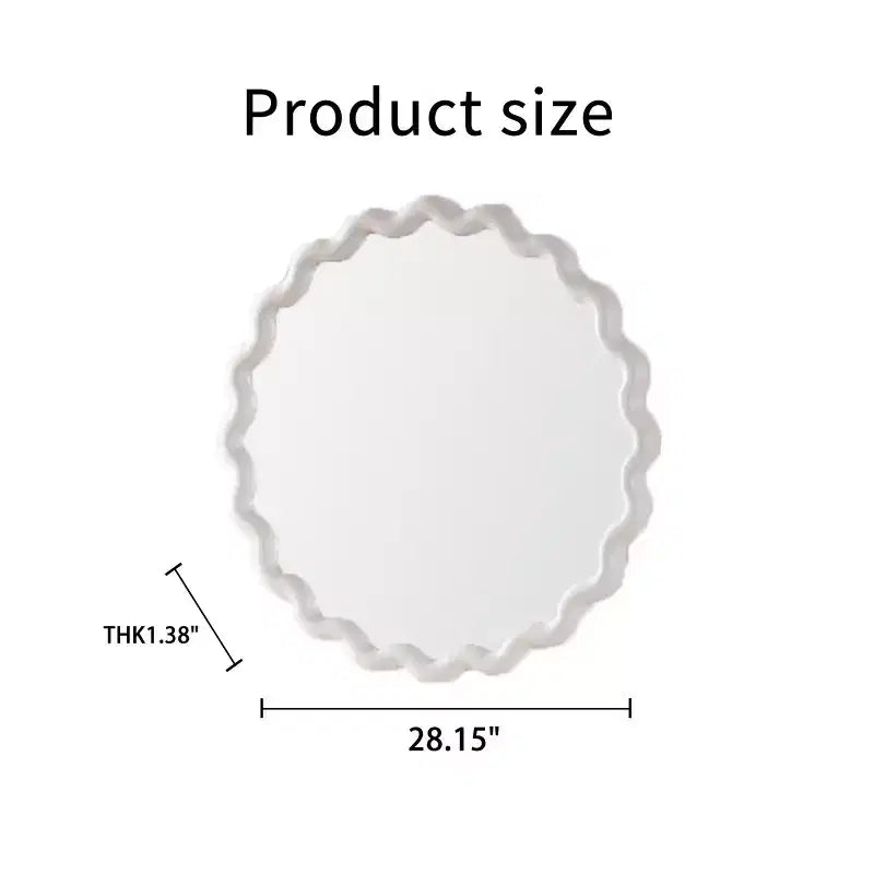 28 Modern Round Decorative Wall Mirror with Matte Wavy Frame, Wall-Mounted Accent Mirror for Living Room or Bathroom Dcor-Panipeachy
