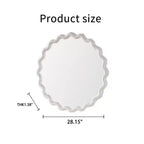 28 Modern Round Decorative Wall Mirror with Matte Wavy Frame, Wall-Mounted Accent Mirror for Living Room or Bathroom Dcor-Panipeachy