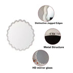 28 Modern Round Decorative Wall Mirror with Matte Wavy Frame, Wall-Mounted Accent Mirror for Living Room or Bathroom Dcor-Panipeachy