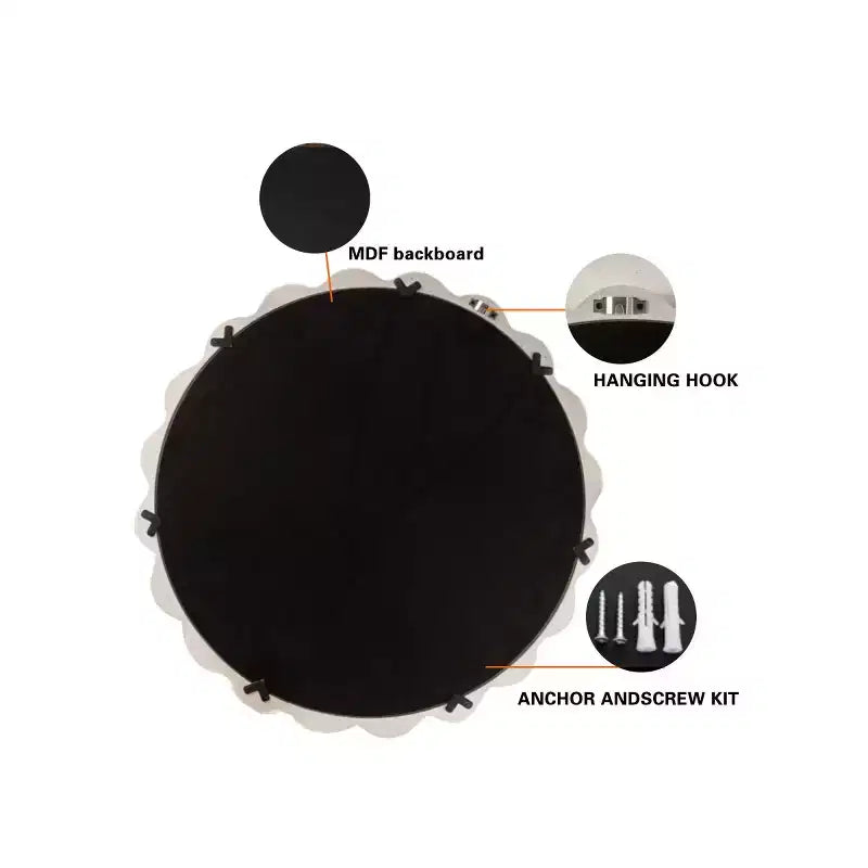 28 Modern Round Decorative Wall Mirror with Matte Wavy Frame, Wall-Mounted Accent Mirror for Living Room or Bathroom Dcor-Panipeachy