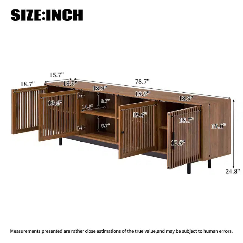 78 inch TV Stand for Living Room, Modern TV Console with Solid Wood Leg, Long Entertainment Center with Storage and Soft-Closing Hinges