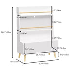 VIYET 37 Kids Bookshelf & Toy Organizer - White MDF+Pine Legs, 2 Shelves, Storage Bin, Anti-Tipping