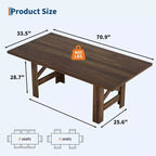 Acekool 71 Farmhouse Dining Table for 6-8, Heavy-Duty Rectangle Table with Triangular Legs for Kitchen or Dining Room