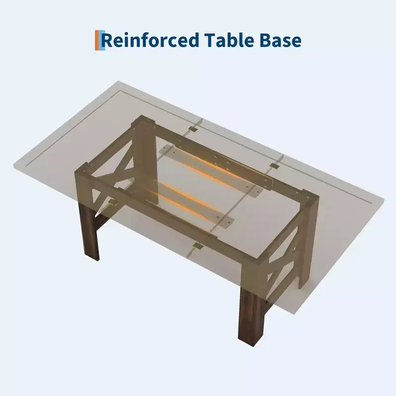 Acekool 71 Farmhouse Dining Table for 6-8, Heavy-Duty Rectangle Table with Triangular Legs for Kitchen or Dining Room