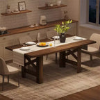 Acekool 71 Farmhouse Dining Table for 6-8, Heavy-Duty Rectangle Table with Triangular Legs for Kitchen or Dining Room