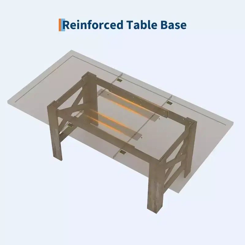 Acekool 71 Farmhouse Dining Table for 6-8, Heavy-Duty Rectangle Table with Triangular Legs for Kitchen or Dining Room