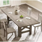 Acekool 71 Farmhouse Dining Table for 6-8, Heavy-Duty Rectangle Table with Triangular Legs for Kitchen or Dining Room