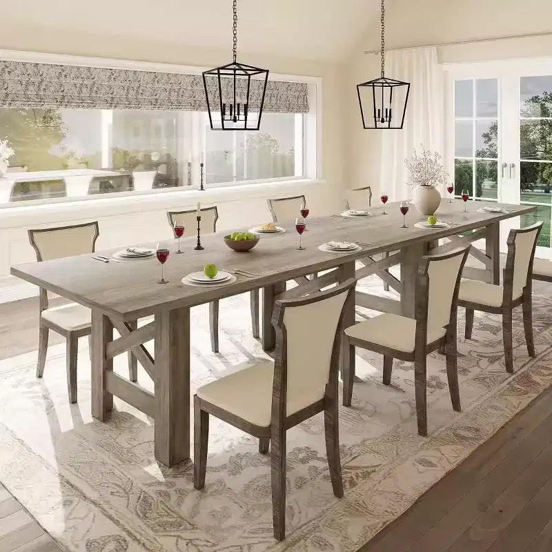 Acekool 71 Farmhouse Dining Table for 6-8, Heavy-Duty Rectangle Table with Triangular Legs for Kitchen or Dining Room