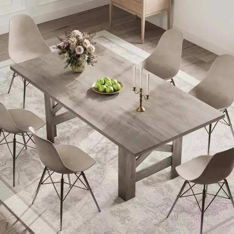 Acekool 71 Farmhouse Dining Table for 6-8, Heavy-Duty Rectangle Table with Triangular Legs for Kitchen or Dining Room