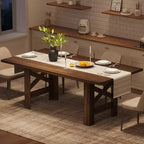 Acekool 71 Farmhouse Dining Table for 6-8, Heavy-Duty Rectangle Table with Triangular Legs for Kitchen or Dining Room