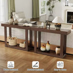 Farmhouse Wood Console Table, Sofa Table with Shelves Entry Way , Narrow Console Table with Open Storage, for Hallway, Behind the Couch, Living Room