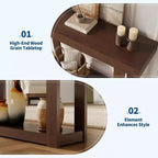 Farmhouse Wood Console Table, Sofa Table with Shelves Entry Way , Narrow Console Table with Open Storage, for Hallway, Behind the Couch, Living Room