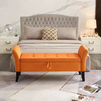 51.5'' Storage Upholstered Footstool Luxury Shoe Bench Entryway Bench End of Bed Bench with Button-Tufted & Safety Hinge for Bedroom