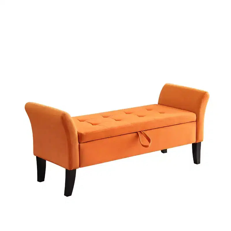 51.5'' Storage Upholstered Footstool Luxury Shoe Bench Entryway Bench End of Bed Bench with Button-Tufted & Safety Hinge for Bedroom